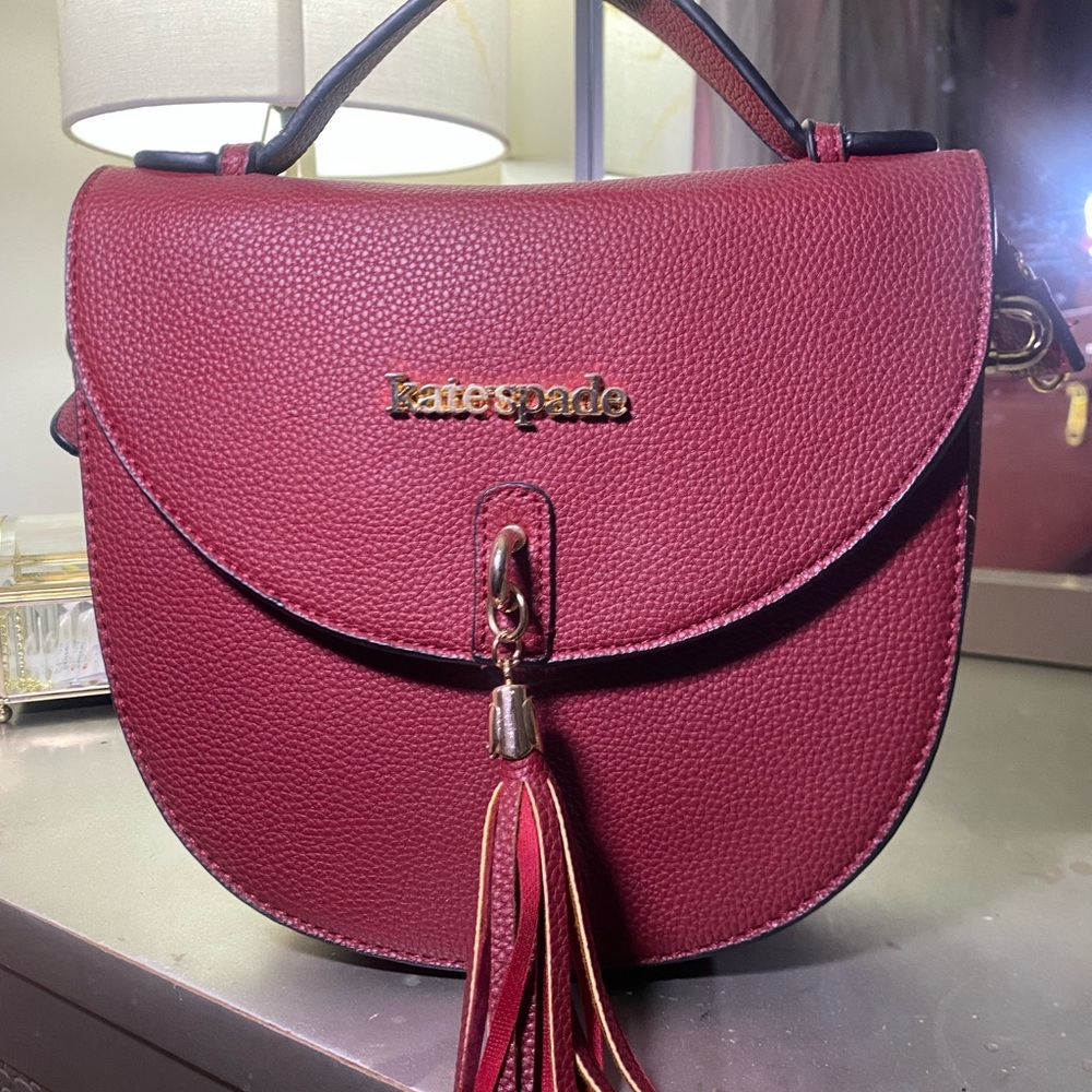 Kate Spade Red Crossbody Bag with Gold Accents